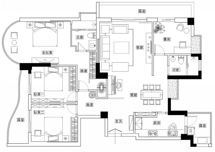 福州黑白样板间图片_14张