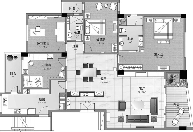 金银岛小高层样板房室内设计图片_9张