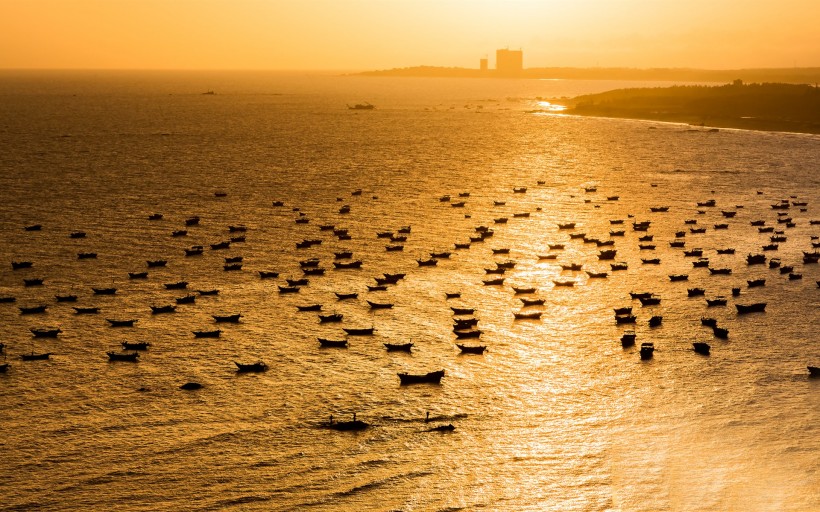 电白晏镜海湾夕阳美景图片(9张)