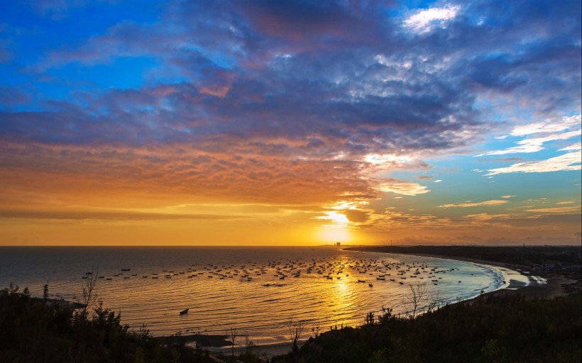 电白晏镜海湾夕阳美景图片(9张)