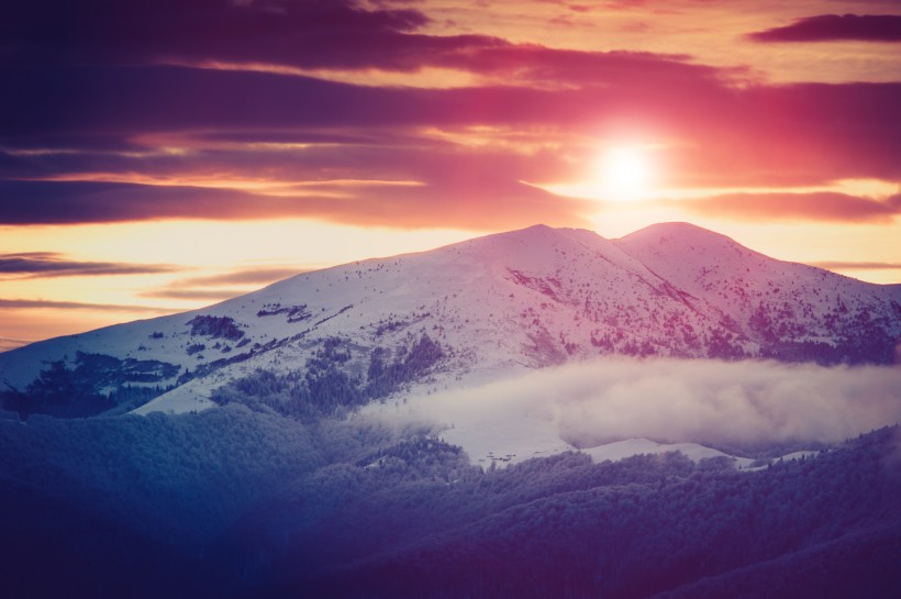 雪山上的夕阳景观图片(15张)