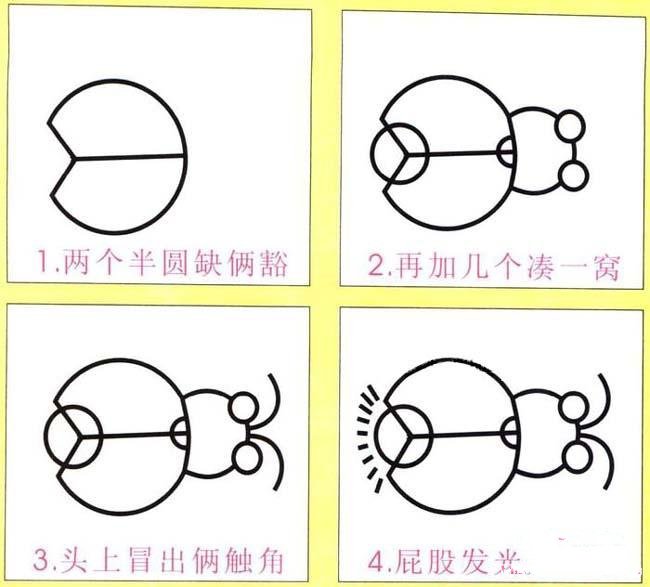 有关萤火虫的简笔画画法教程：如何画萤火虫