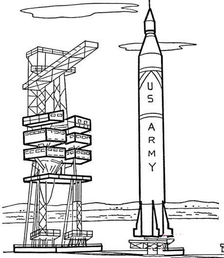 发射井准备发射的火箭简笔画图片