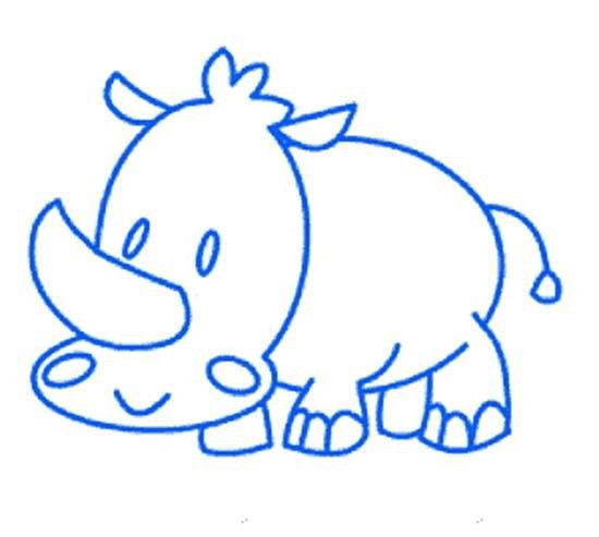 儿童可爱小犀牛简笔画图片