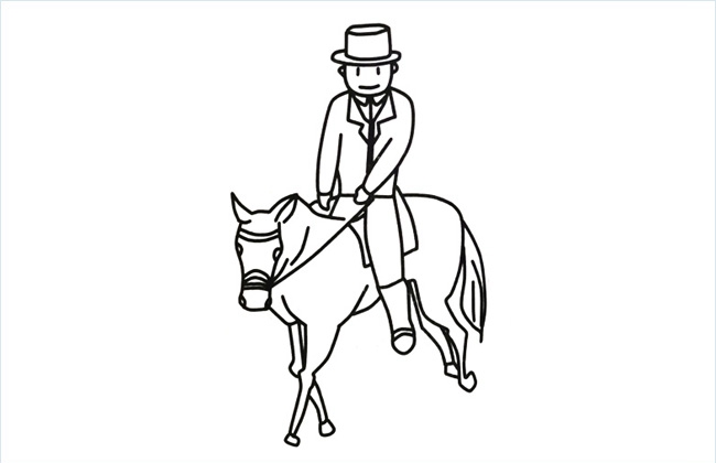 绅士骑马的简笔画图片