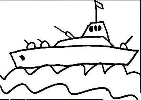 儿童海上军舰简笔画图片