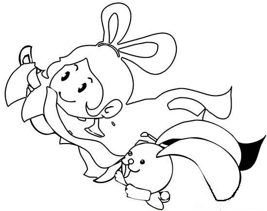 卡通嫦娥玉兔简笔画图片