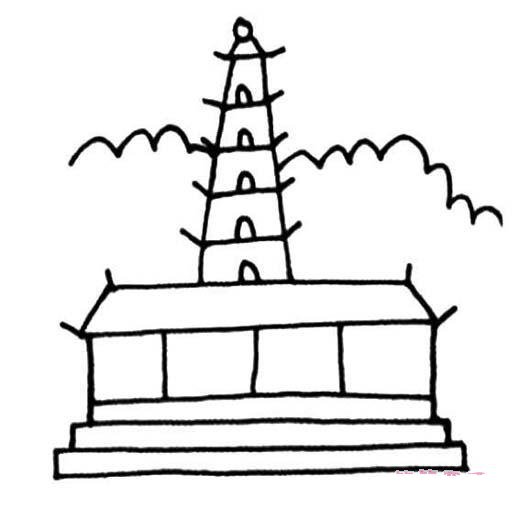寺庙中的塔简笔画图片