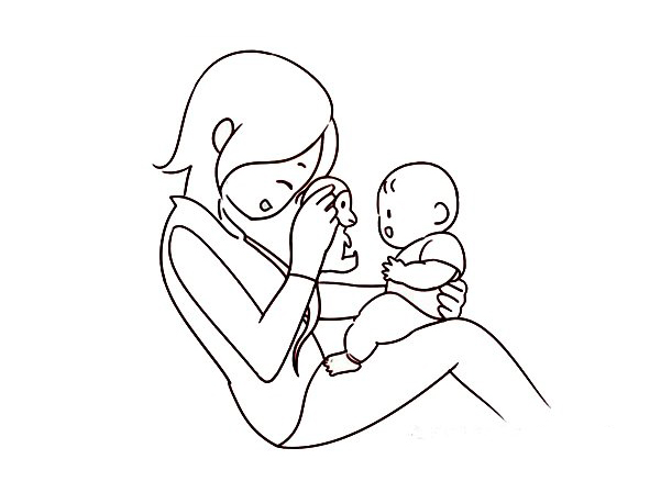 母亲与宝宝简笔画