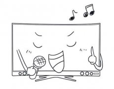 幼儿可爱卡通电视机简笔画图片：唱K的电视
