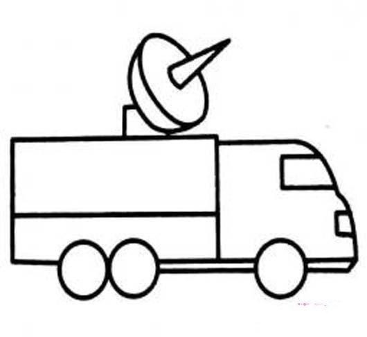 儿童卫星雷达车简笔画图片