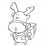 幼儿圣诞节简笔画图片：可爱卡通圣诞麋鹿