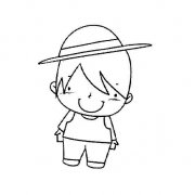 人物简笔画：戴帽子的男孩