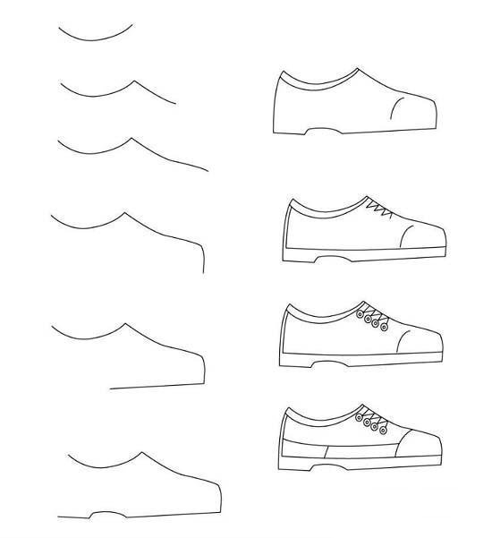 鞋子简笔画画法过程：怎么画鞋子