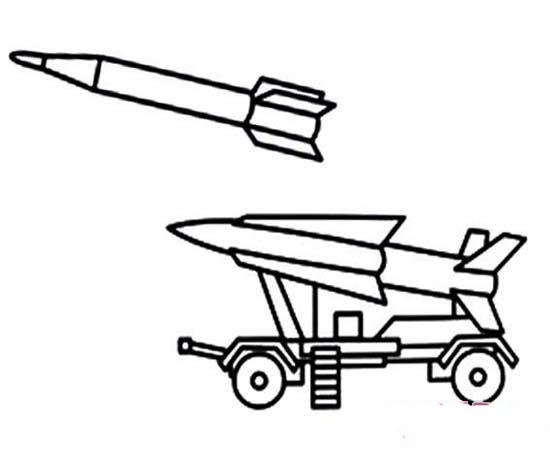 小学生军用火箭发射车简笔画图片
