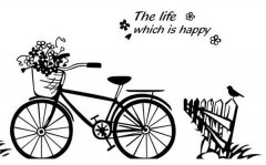 唯美漫画自行车简笔画图片素材