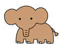 大象简笔画图片带颜色步