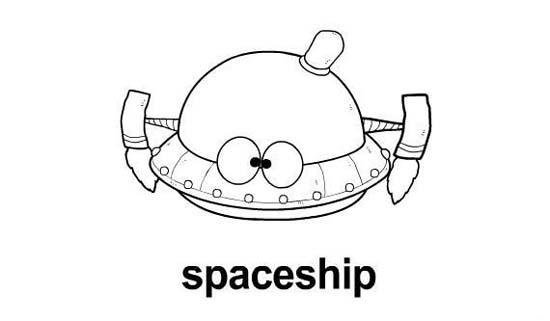 卡通宇宙飞船简笔画图片