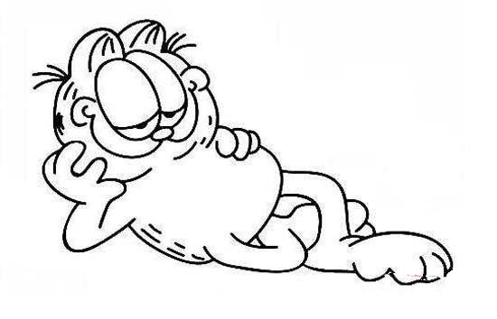 儿童睡觉的加菲猫简笔画图片