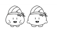 卡通粽子简笔画：两个萌粽子