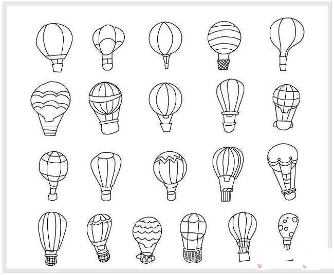 各种漂亮的热气球简笔画图片大全