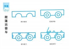 敞篷吉普车简笔画画法教程