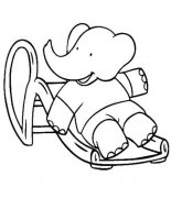 大象玩滑滑梯简笔画