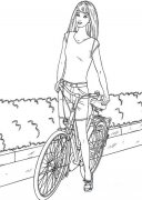 少女与自行车简笔画