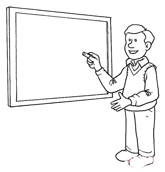人物简笔画：正在上课的年轻小学男老师