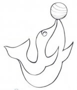 表演玩球的海豚简笔画