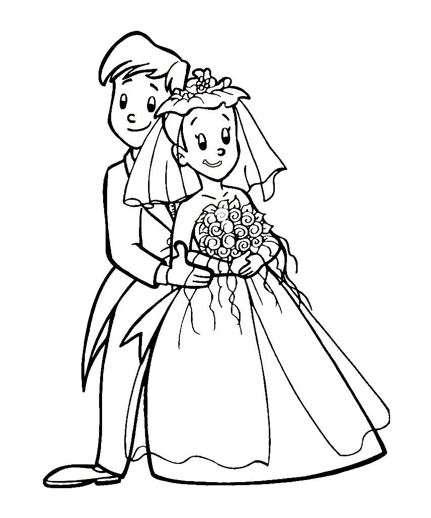 新郎新娘结婚照简笔画图