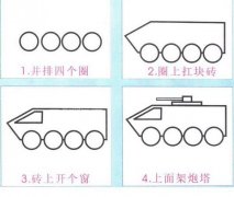 装甲车的简笔画画法步骤：怎么画装甲车