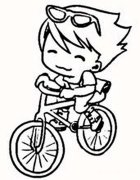 小孩子骑自行车简笔画图片