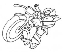 儿童骑摩托车的黑猫警长简笔画图片