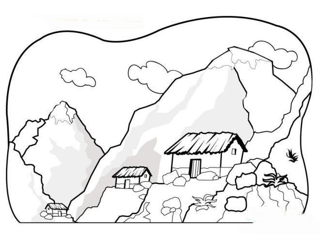 山上的房子简笔画