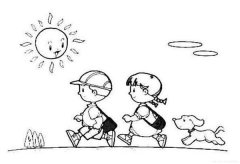 小朋友开学简笔画图片：太阳当空照