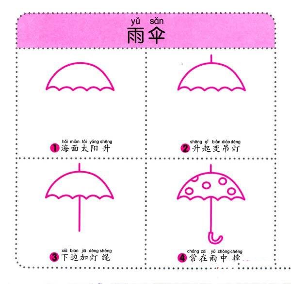 幼儿雨伞简笔画画法