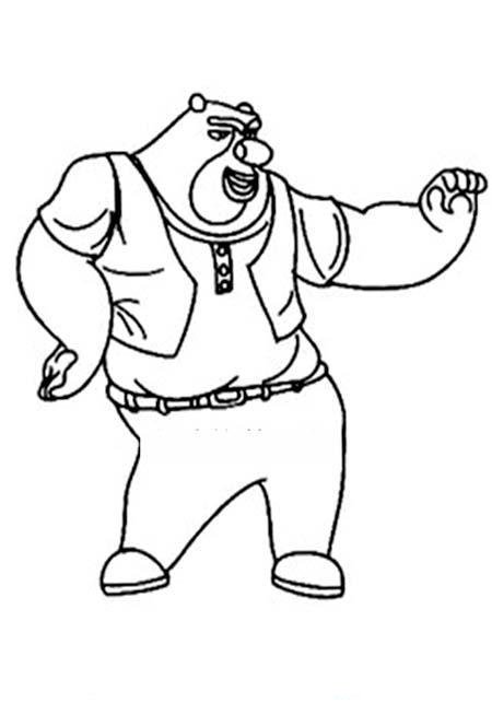 卡通熊大熊二简笔画图片：跳舞的熊大