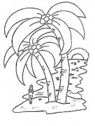 沙滩椰子树简笔画大全