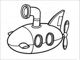 卡通潜水艇简笔画