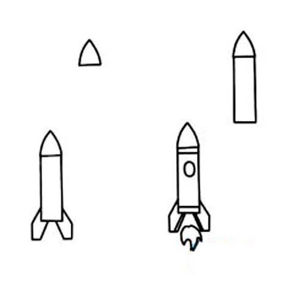 火箭简笔画画法步骤：怎么画火箭