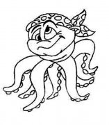 卡通动漫章鱼简笔画：戴头巾的章鱼