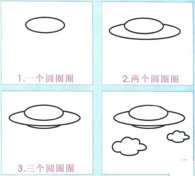 飞碟的简笔画画法步骤：怎么画飞碟