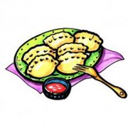 彩色的一盘水饺简笔画图片
