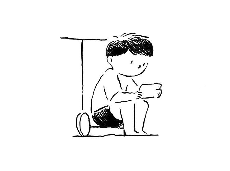 玩滑板车的小男孩简笔画3
