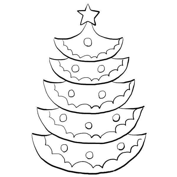 4.同样的方法画出圣诞树的剩下三层。