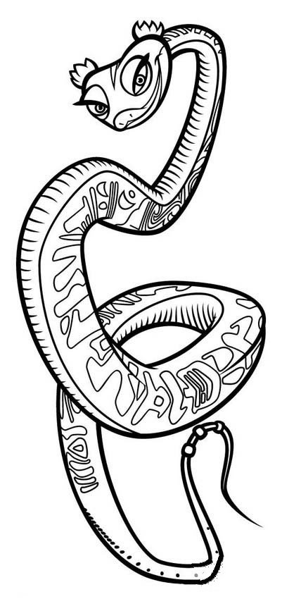动漫人物简笔画 功夫熊猫灵蛇简笔画图片