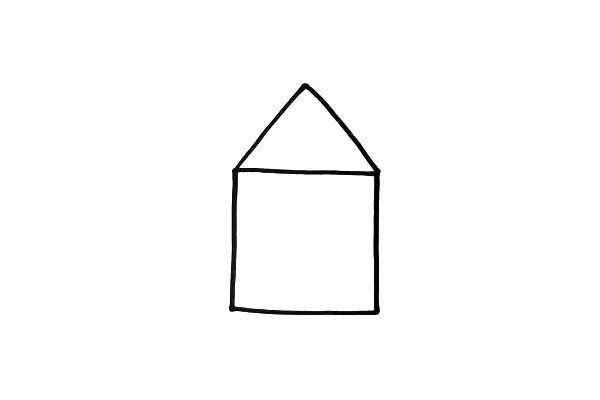 1.先画出一个房子的轮廓。