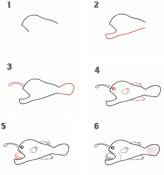 琵琶鱼简笔画画法