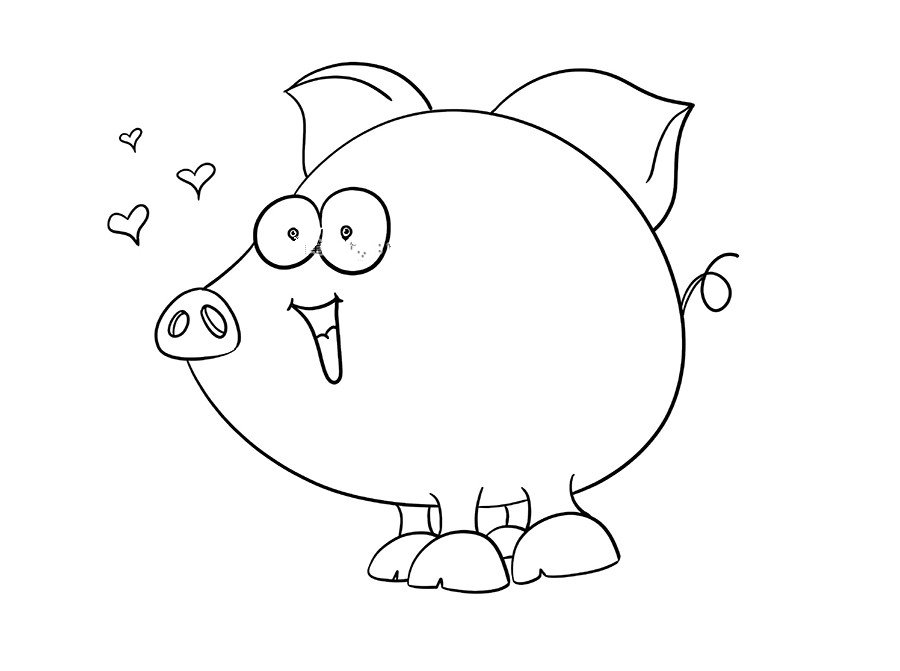 超萌的小猪简笔画图片1